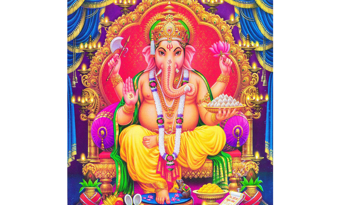 Auspicioso Ganesh (Gaṇeśa), portador de prosperidade e sabedoria
